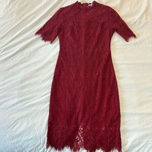 Zalalus Women's Burgundy Lace Dress with a Peekaboo Lining See Last Pic Size‎ 4